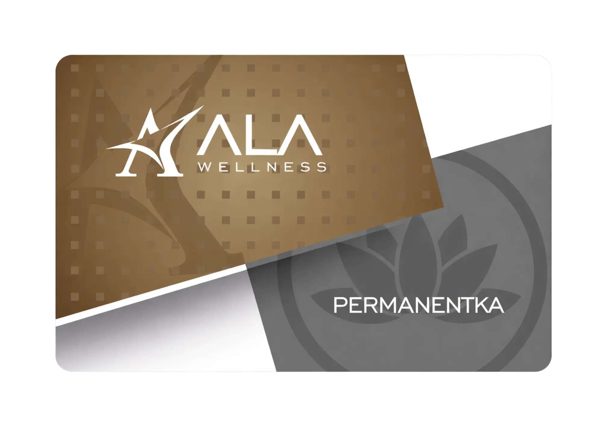 Zlatá permanentka ALA WELLNESS s logem a motivem lotosového květu